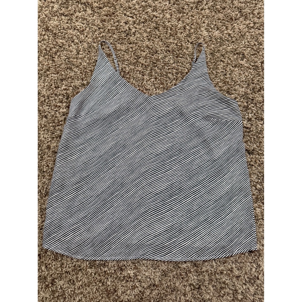 Banana Republic Womens Black White Striped V-Neck Cami Tank Top Medium Casual